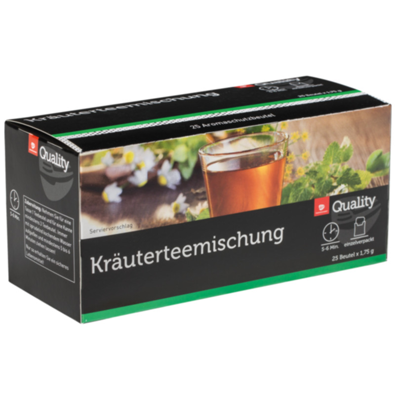 Quality Tee Kräutermischung Tassenportionen im Aromaschutzbeutel 25er harmonische Kräuterteemischung für vollen Geschmack